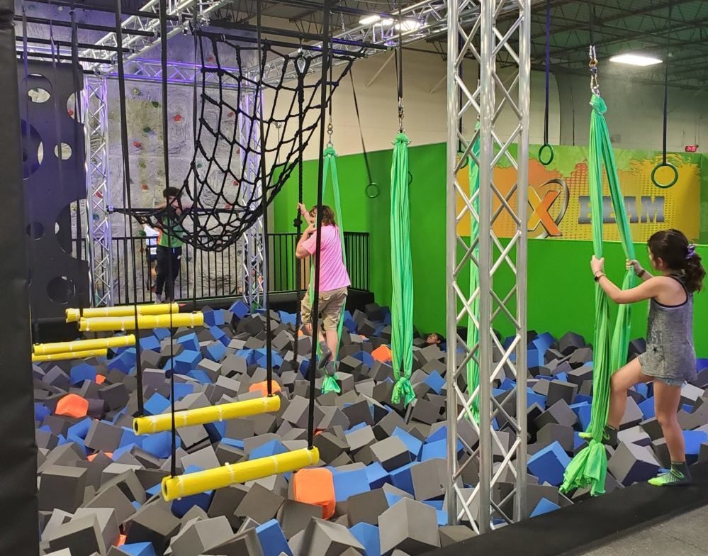 ninja course in the indoor trampoline park