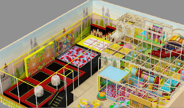 small structure trampoline playground in the restaurant