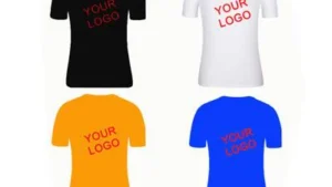 Short sleeve plain O neck T-shirt with logo printing
