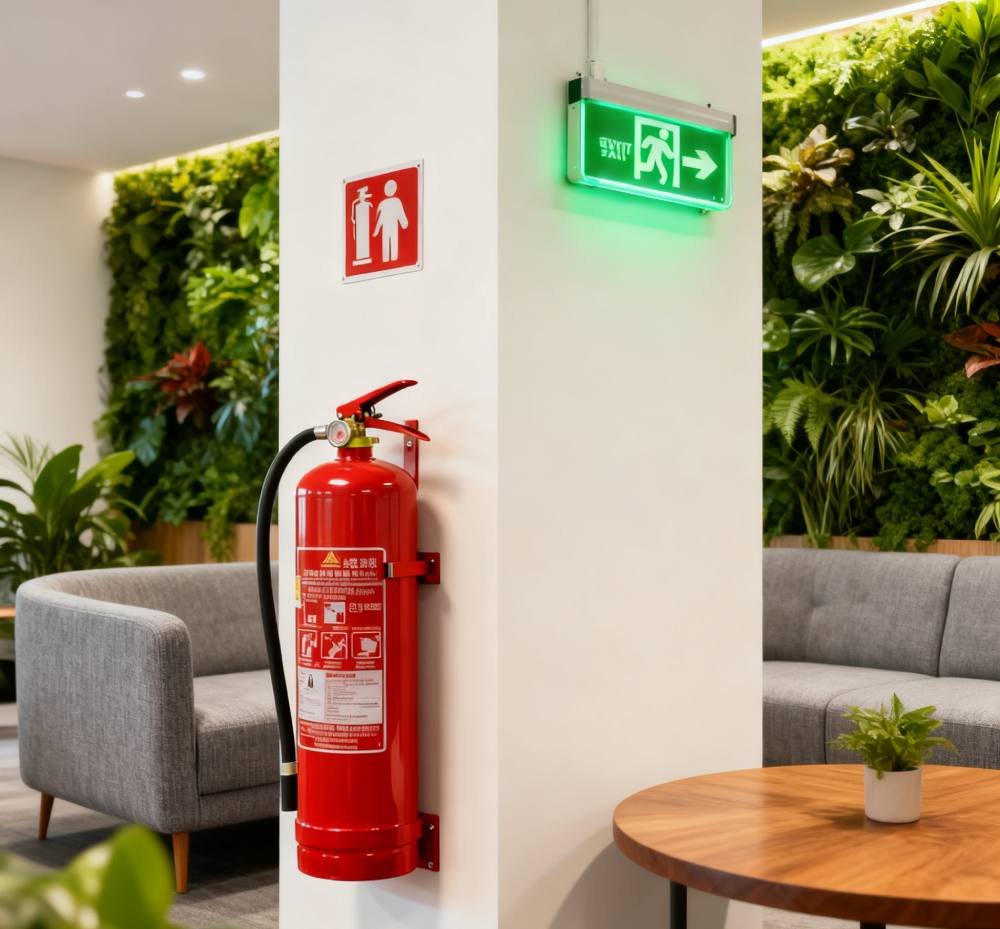 Prepare fire-fighting equipment (fire extinguishers, emergency lights), security inspection devices, as well as rest area seating and storage lockers. 