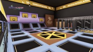 Trampoline park ninja obstacle course