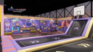 Trampoline park slam dunk basketball zone