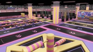 Indoor trampoline park free jump area Indoor trampoline park free jump area