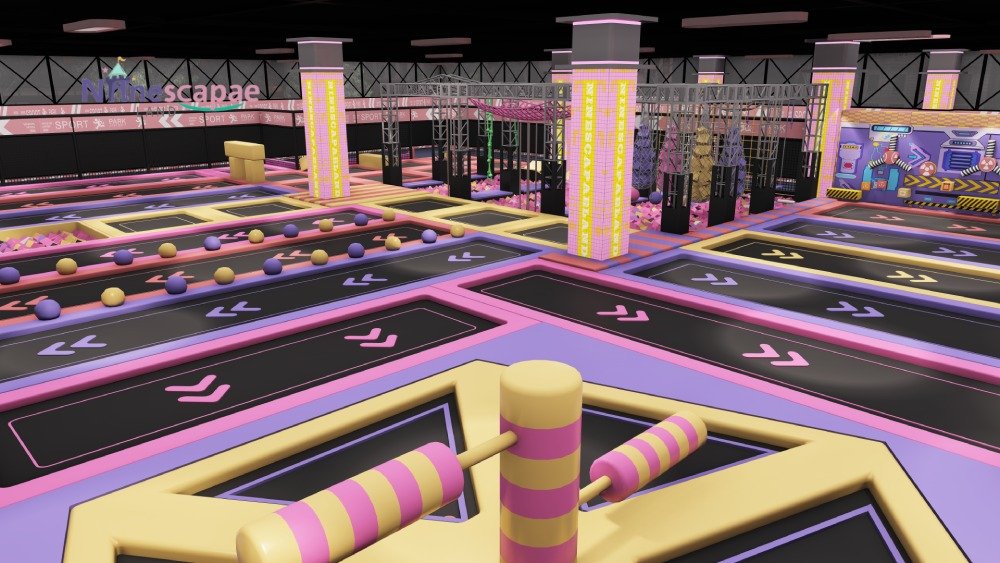 Indoor trampoline park free jump area