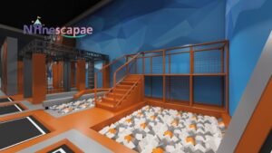 Trampoline park render with foam pit