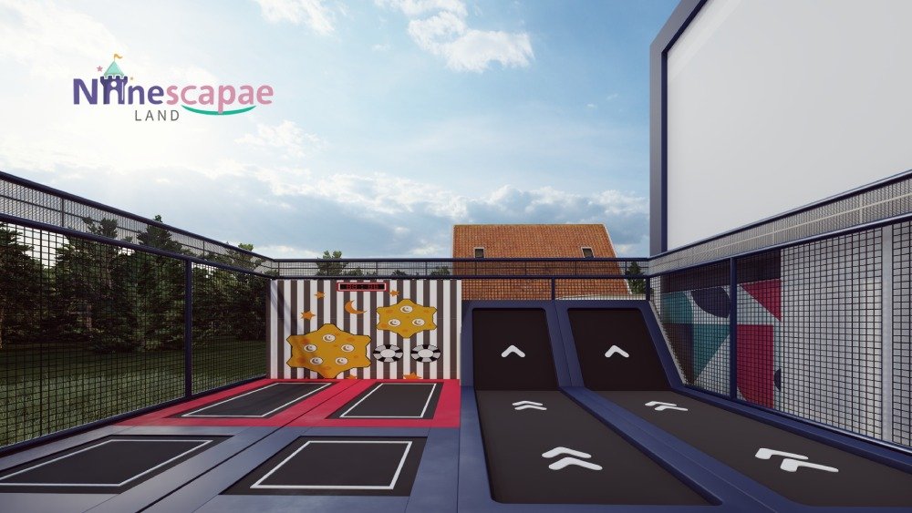 Outdoor trampoline park entrance play