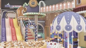 Castle theme indoor playground multi-level play structure