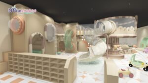 Cream tone indoor playground with spiral slide Cream tone indoor playground with spiral slide