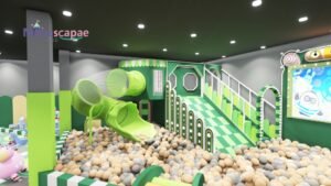 Green style indoor playground multi tube slide structure
