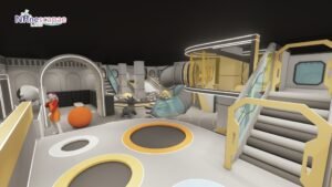 Modern style indoor kids playground with trampoline and multi slides Modern style indoor kids playground with trampoline and multi slides