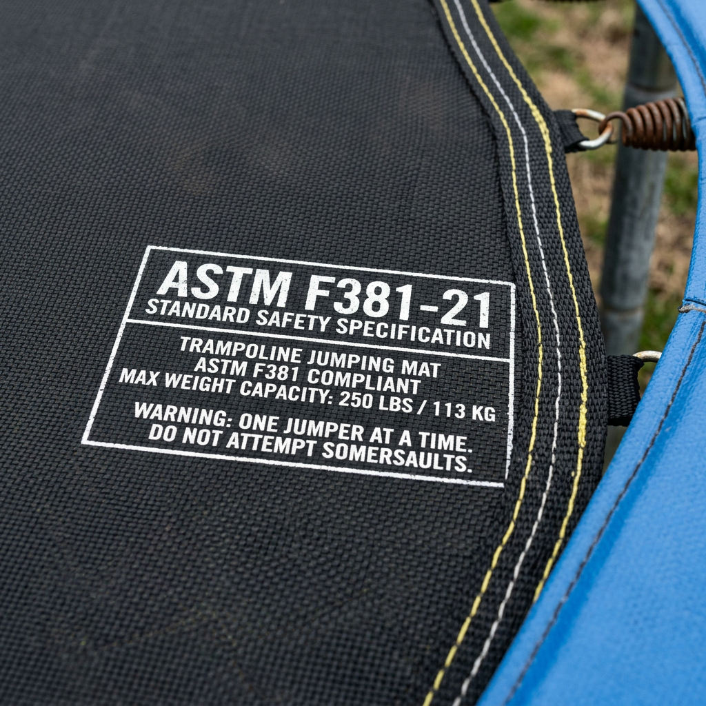 Close-up ASTM standard trampoline jumping mat