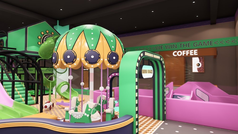 Ninescapeland indoor soft play playground with carousel for commercial trampoline park