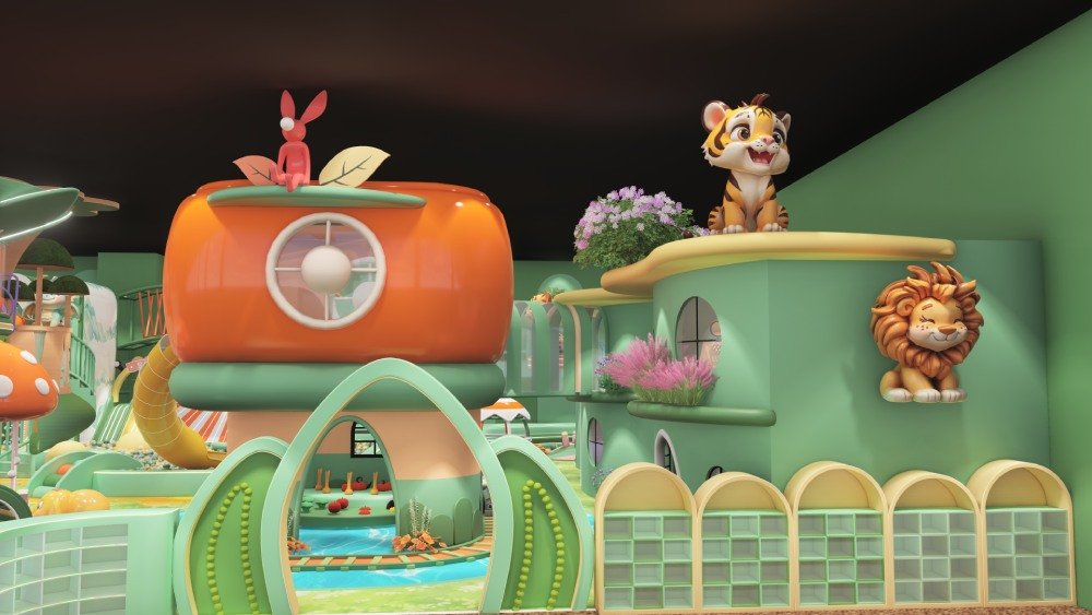 Cartoon animal indoor playground custom soft play for family play centre